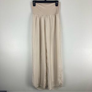 Charlie B made in Italy cream sheer pants with liner small